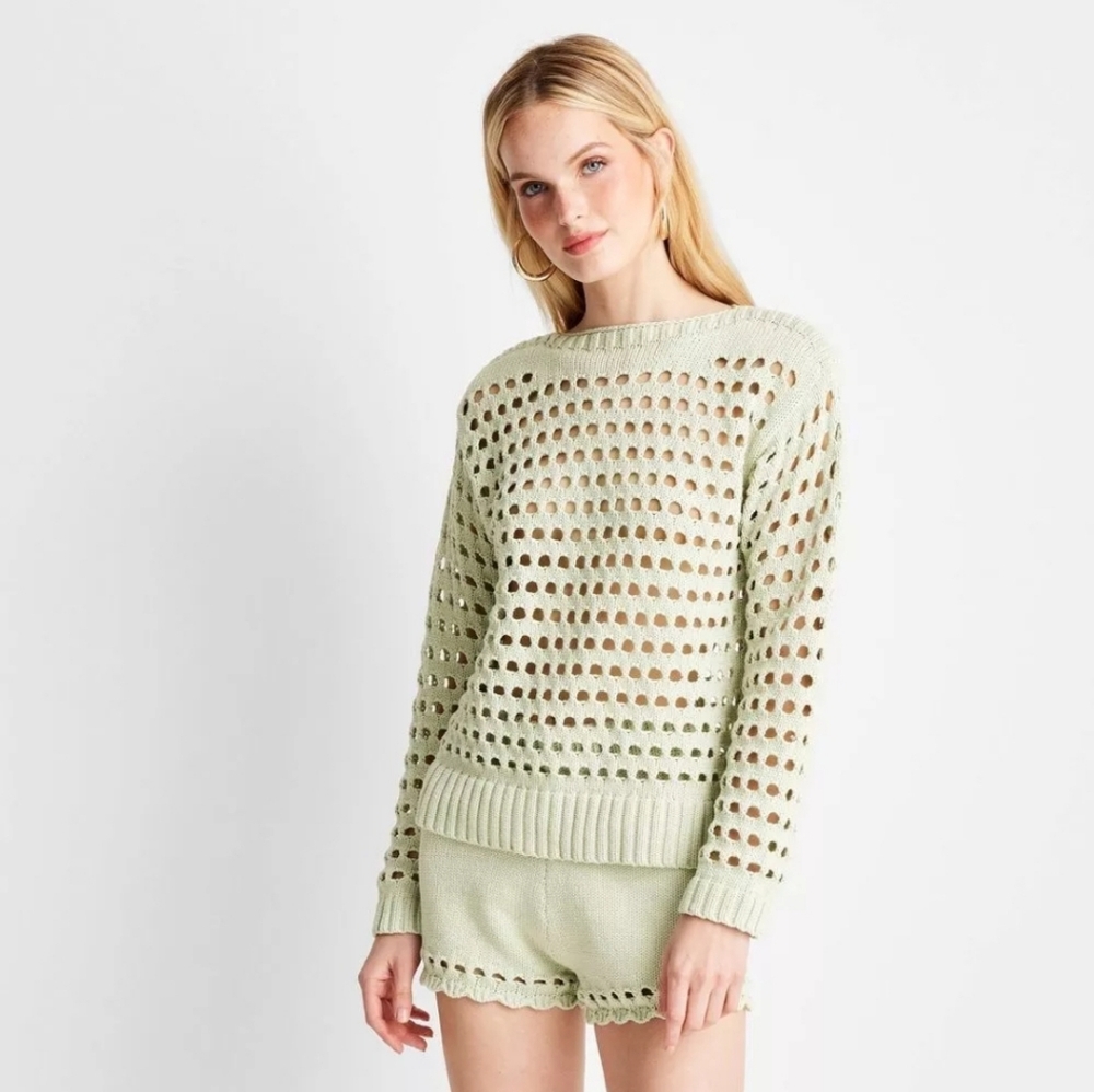 Future Collective with Jenee Naylor Women's Crewneck Open Stitch Sweater